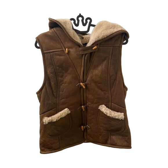 UGG Australia Leather Lamb Shearling Lined Vest Size XL - Picture 2 of 8